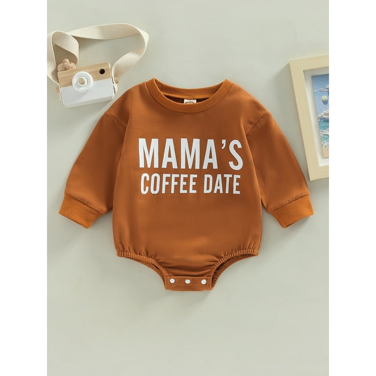 Infant Baby Sweatshirt Romper Mama s Coffee Date Long Sleeve