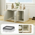 thumbnail image 2 of YKITRDA Cat Litter Box Enclosure Furniture with Scratching Mat, Hidden Litter Box Cabinet, Cat House & TV Stand for 32–43 Inch TVs, MDF, Distressed White, 2 of 11