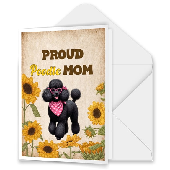 Proud Poodle Mom Happy Mother's Day with Love 5x7in Folded Greeting Card Poodles Dog Lover Gifts Idea Single Note Card with Envelope - 02003