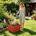 thumbnail image 3 of 10.16" Imitation Brick Stone Garden Edging, Interlocking No Dig Landscape Border for Flower Bed Lawn,Red, 3 of 5