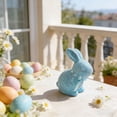 thumbnail image 2 of XJGHHSY 2 Pcs Glitter Easter Bunny Figurine - 9.2" Large Blue Sparkle Rabbit Statue with Satin Bow,Easter Table Centerpiece for Home,Balcony,Party Decor & Holiday Gifting,ZZ-PVC-Blue, 2 of 5