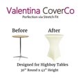 thumbnail image 2 of Valentina CoverCo Ivory 4 Pack 30 Round Stretch Fit Spandex Highboy Cocktail Table Covers, 2 of 4