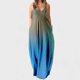 thumbnail image 1 of ICHUANYI Clearance Women Fashion Sling Mid-waist V-neck Sleeveless Stripe Printing Slim Beach Long Dress(Sky Blue, M) ICHUANYI WER2023080811296, 1 of 5