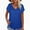 Blue, variant on WNEGSTG T Shirts for Women 2024 Fashion Solid Color Slit V Neck Short Sleeved Ladies T Shirt