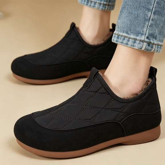 KEVCHE Winter Fleece-Lined Thickened Snow Boots, Comfortable Warm Cotton Boots with Non-Slip Sole for Cold Weather, Stylish Warm Boots for Daily Winter Wear