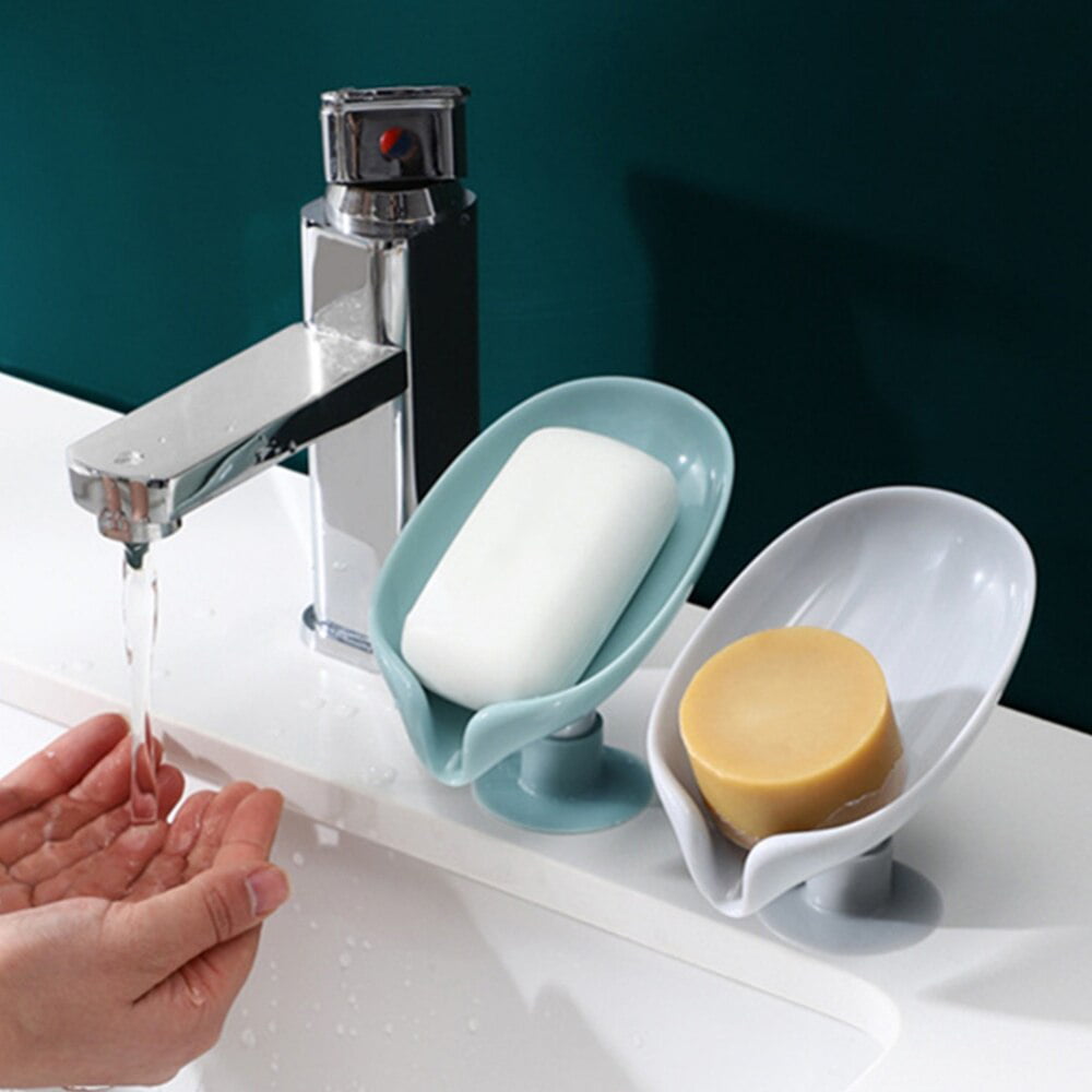 Leaf Shape Soap Box Drain Soap Holder Box Bathroom Shower Sponge Storage Tray 
