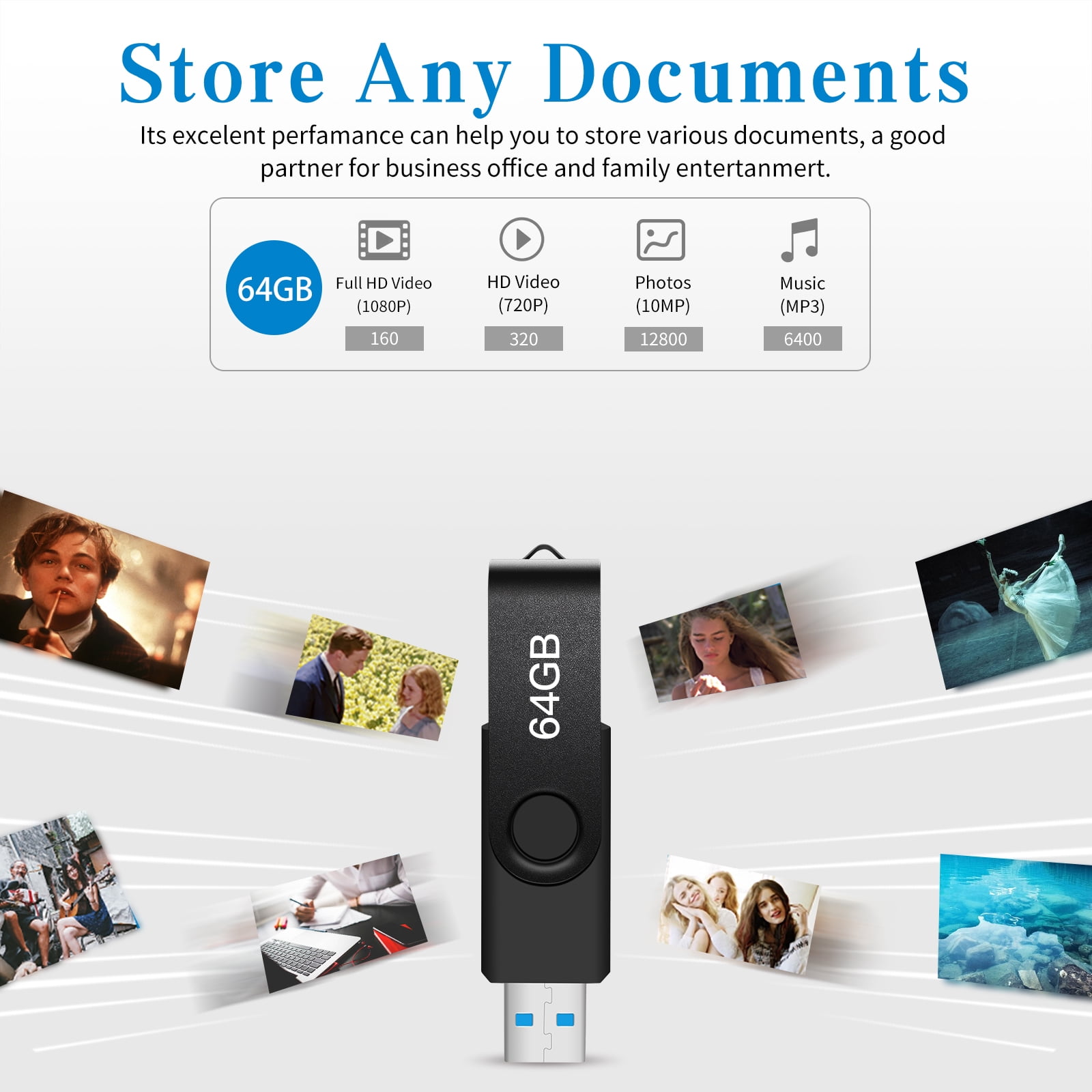Large Capacity External Drive USB 3.0 Drive Storage Data for Computer/Laptop