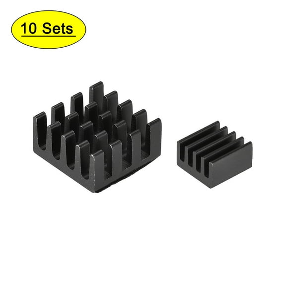 Black Self Adhesive Aluminum Heatsink 2B,14x14x7mm, 8.8x8.8x5mm, 10 Set Total 20 Pieces