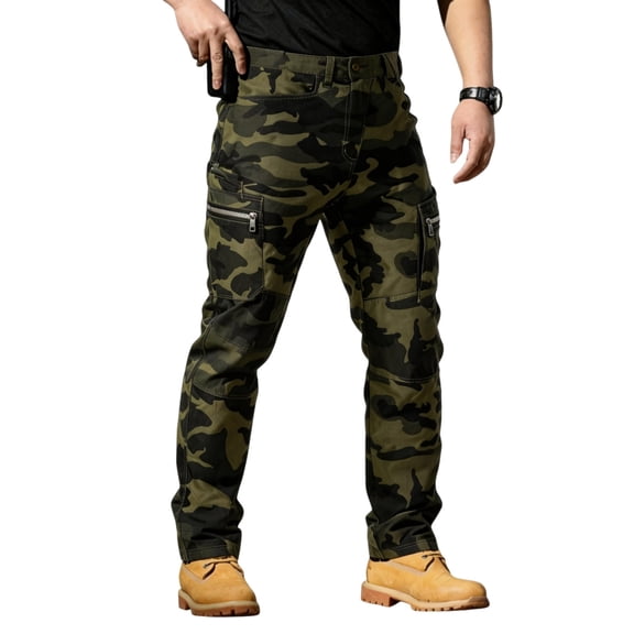 Domzest Men's Tactical Pants Water Resistant Ripstop Cargo Work Lightweight EDC Hiking Pants with Multi Pockets Army Green 4XL