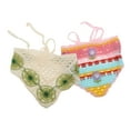 thumbnail image 3 of Unique Bargains 2 Pcs Triangle Bandana Knitted Turban Crochet Hair Scarf for Women Pink Beige, 3 of 5