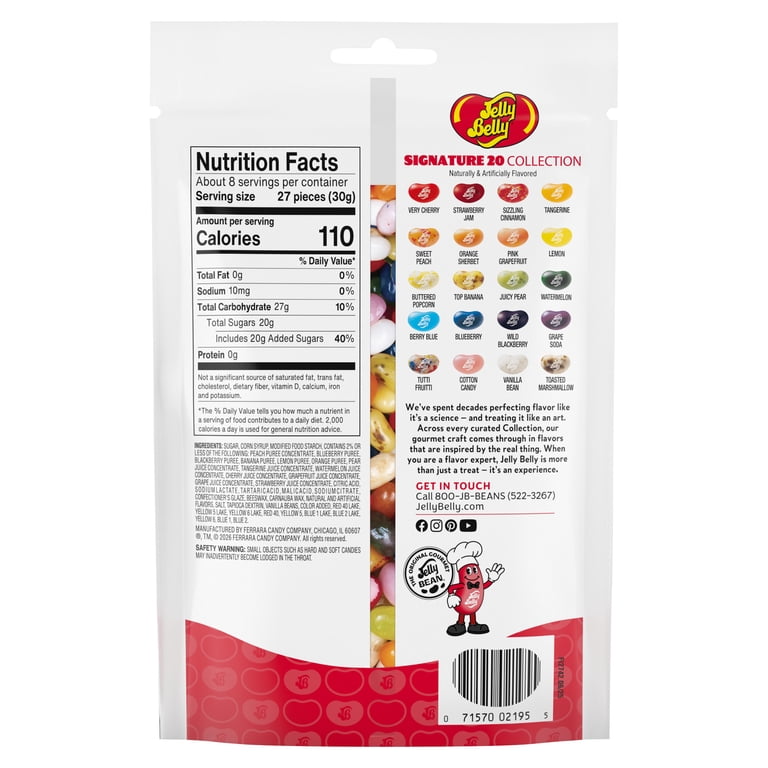 Jelly Belly Signature 20 Collection Jelly Beans, 1 Pouch, Premium