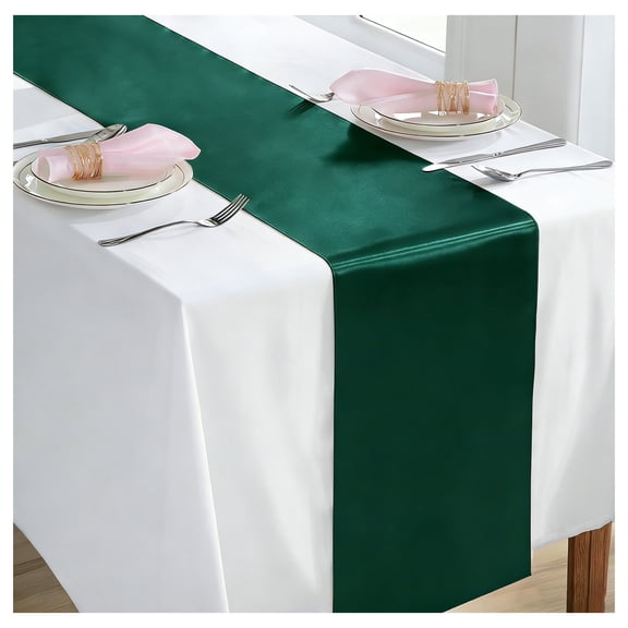 ARLAJO Table Runners 90   Inches Long,Satin Glossy Silky Table Runner for Weddings Table Runners,Hunter Green for Weddings and Parties Olive Green Table Runner Dining Room Table Decor,green