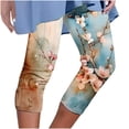 thumbnail image 2 of Leggings for Women under $5! Cagogo Womens Summer Capri Leggings Floral Print Elastic Waist Soft Stretchy Lounge Capri Leggings Exercise Jogger Plus Size Casual Summer Knee Length Yoga Pants, 2 of 6