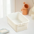 thumbnail image 3 of Oggfader White Medium Plastic Storage Basket - Stackable with Handles, Organizer for Kitchen, Toys, Cabinet, 3 of 6