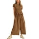 thumbnail image 3 of Pantalones anchos Outfit Antnation de 2 piezas con parte superior fruncida para mujer, 3 of 6