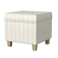thumbnail image 3 of Benjara Pyp Square Storage Ottoman- 18" Ivory Pinstripe Fabric- Brown Legs, 3 of 5