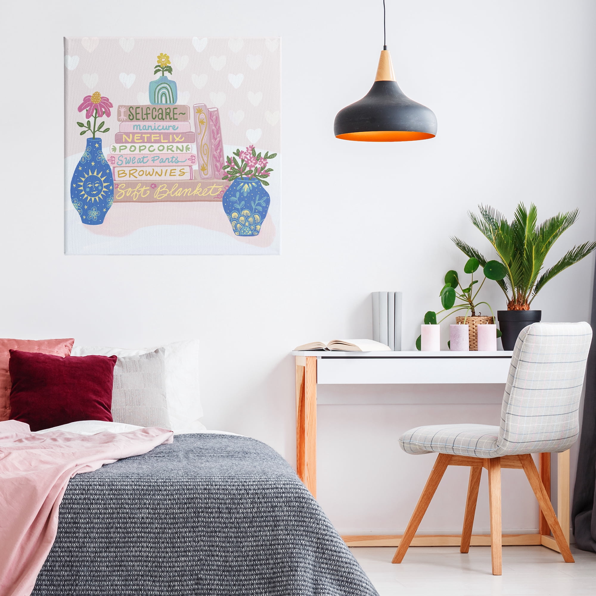Stupell Industries Cozy Boho Self Care Books Canvas Wall Art, design by Connie Summers