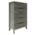 thumbnail image 2 of Castle Place Modern 5-Drawers Wooden Dresser, Dark Grey, 2 of 8