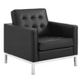 thumbnail image 5 of Modway Loft 2-Piece Modern Tufted Faux Leather Sofa and Armchair Set in Black, 5 of 6