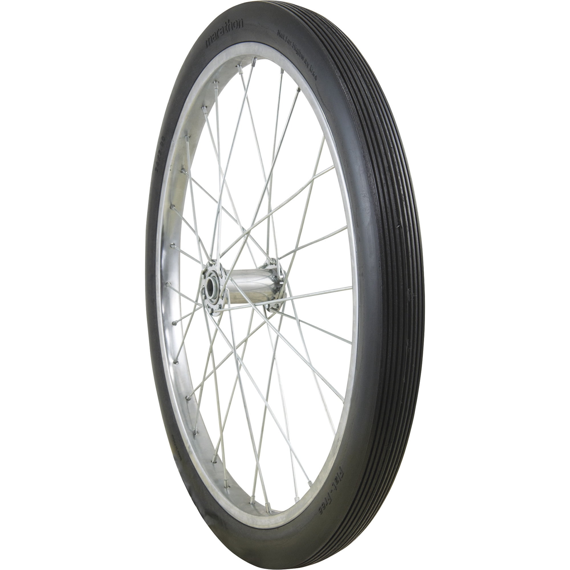 Marathon Tires Flat-Free Tire on Steel Spoke Rim, 3/4in. Bore, 26 x 2.125in.