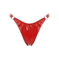 thumbnail image 1 of Rswnyirn Strings pour Femmes Culottes en Cuir PU Taille Basse T-back Rouge P, 1 of 5