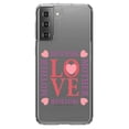 thumbnail image 1 of DistinctInk Clear Shockproof Hybrid Case for Galaxy S21 5G (6.2" Screen) - TPU Bumper Acrylic Back Tempered Glass Screen Protector - Love Mother Hearts Pink Purple, 1 of 2