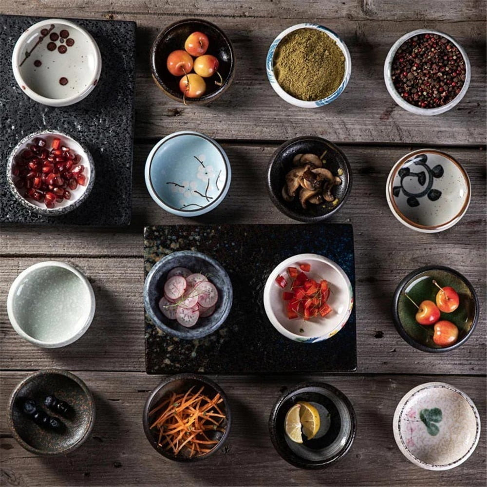 Round Dip Bowls Ceramic Saucers Soy Sauce Dish Appetizer Dipping Bowls for Condiments Appetizer