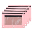 thumbnail image 1 of Unique Bargains Pencil Pouch for 3 Rings Binder, 4 Pack Oxford Cloth Mesh Zipper Binder Pouch Pencil Case Light Pink, 1 of 7