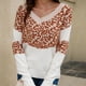 thumbnail image 5 of Suéter de punto con cuello en V y estampado de leopardo, manga larga, suéter informal de moda para mujer, 5 of 8