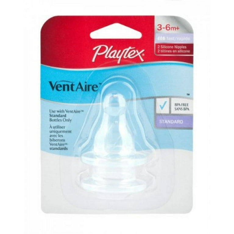 Playtex Ventaire Bubble Free Silicone Feeding Nipples Stage 2 Fast Flow 2 Pack