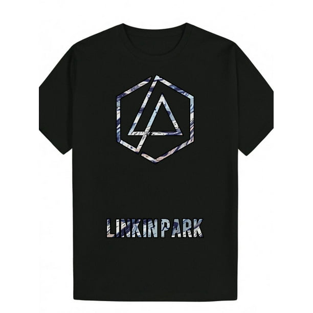 Men'S Summer Casual Crew Neck T-Shirt, 100% Cotton Knit Fabric, Regular Fit, Slight Stretch, 220g/m², Graphic Tee with Linkin Park Design