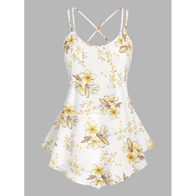 Tank Top Swing Talla Extra Estampado Floral Rosegal Camisetas sin mangas de talla grande