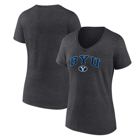 Women's Heather Charcoal BYU Cougars Campus V-Neck T-Shirt