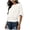 Blanc, variante sur T-shirt Décontracté Surdimensionné à Manches Courtes Col Rond Smocké Couleur Unie Coupe Ample
