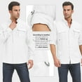 thumbnail image 3 of POENTAB Mens White Button Down Shirts Casual Solid Color Long Sleeve Lapel Dress Shirt Work Tops Outdoor Clothing Outfits, 3 of 9