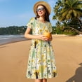 thumbnail image 4 of Naloa Animal Tree Print Womens Summer A-Line Dress with Pockets,Short Sleeve Dresses,Flowy Beach Swing Dress for Vacation Travel, 4 of 6