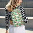 thumbnail image 5 of Disketp Flamingo And Monstera print Canvas Backpack Lightweight Travel Daypack Student Rucksack Laptop Backpack-, 5 of 5
