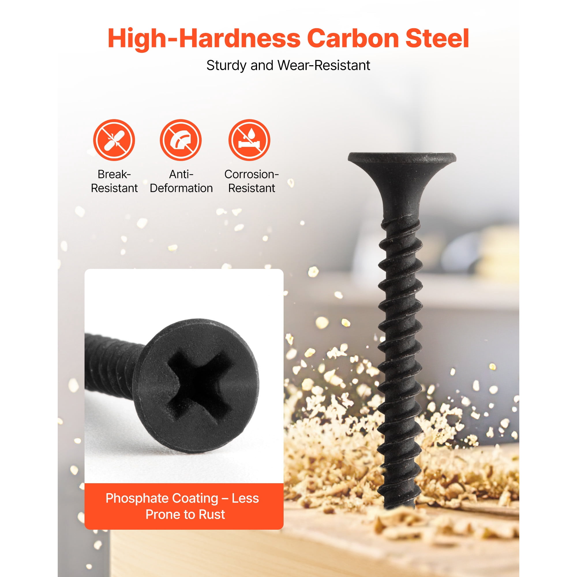 KFFKFF #6 x 1-1/4 inch Drywall to Wood Collated Screws, Durable Alloy Steel Self-Drilling Screws for Various Applications, Ideal for Home Projects and Renovations (1000 Pieces per Box)