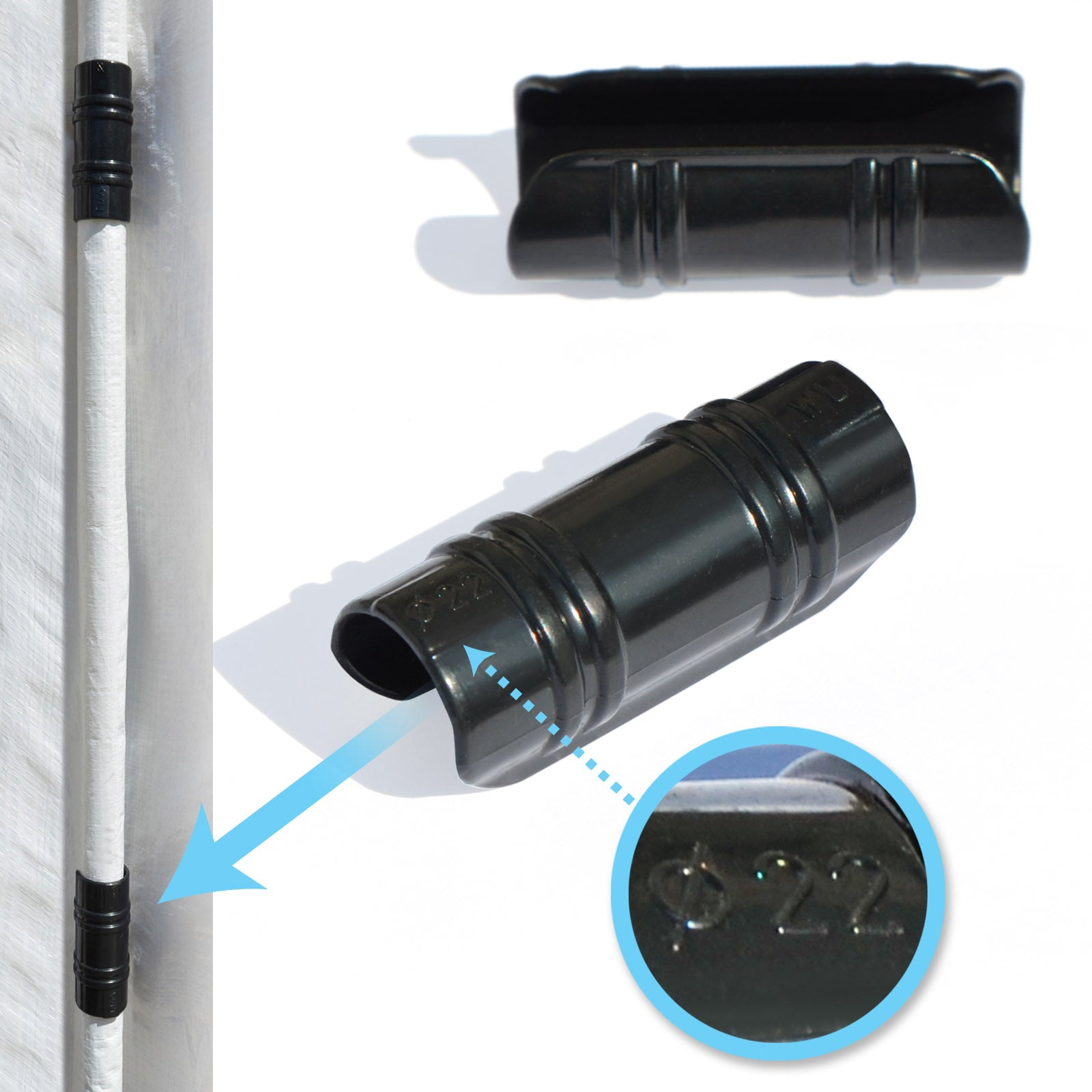 SUNNYOUTDOOR 5 Pcs - 1 Inch Greenhouse Accessories Greenhouse Clips Black Clamps Garden Buildings Tube Clips for PVC Pipe Sunshade Nets Row Covers Frame Shelters Season Plant Gardening Supplies