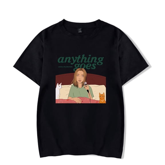 Emma Chamberlain Anything Goes T-shirt Unique Short Sleeve Unisex Crewneck Vintage Top Tee