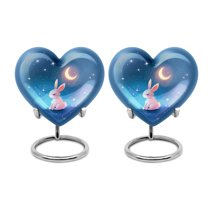 SUBSH Rabbit Urns - Heart Shaped Urn Stand - Funeral Urns for Human Ashes Adult - Urns for Ashes Adult Male - Cremation Urns for Ashes - Human Urns for Ashes (Size - 3 inch Pack of 2)