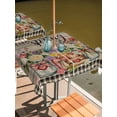 thumbnail image 2 of Outdoor Tablecloth with Umbrella Hole for Patio/Picnic/Party/Camping, Spring Flowers Waterproof Table Cloth Square Cover Washable, Farmhouse Vintage Black Plaid Wood Grain (60"x 60"), 2 of 8