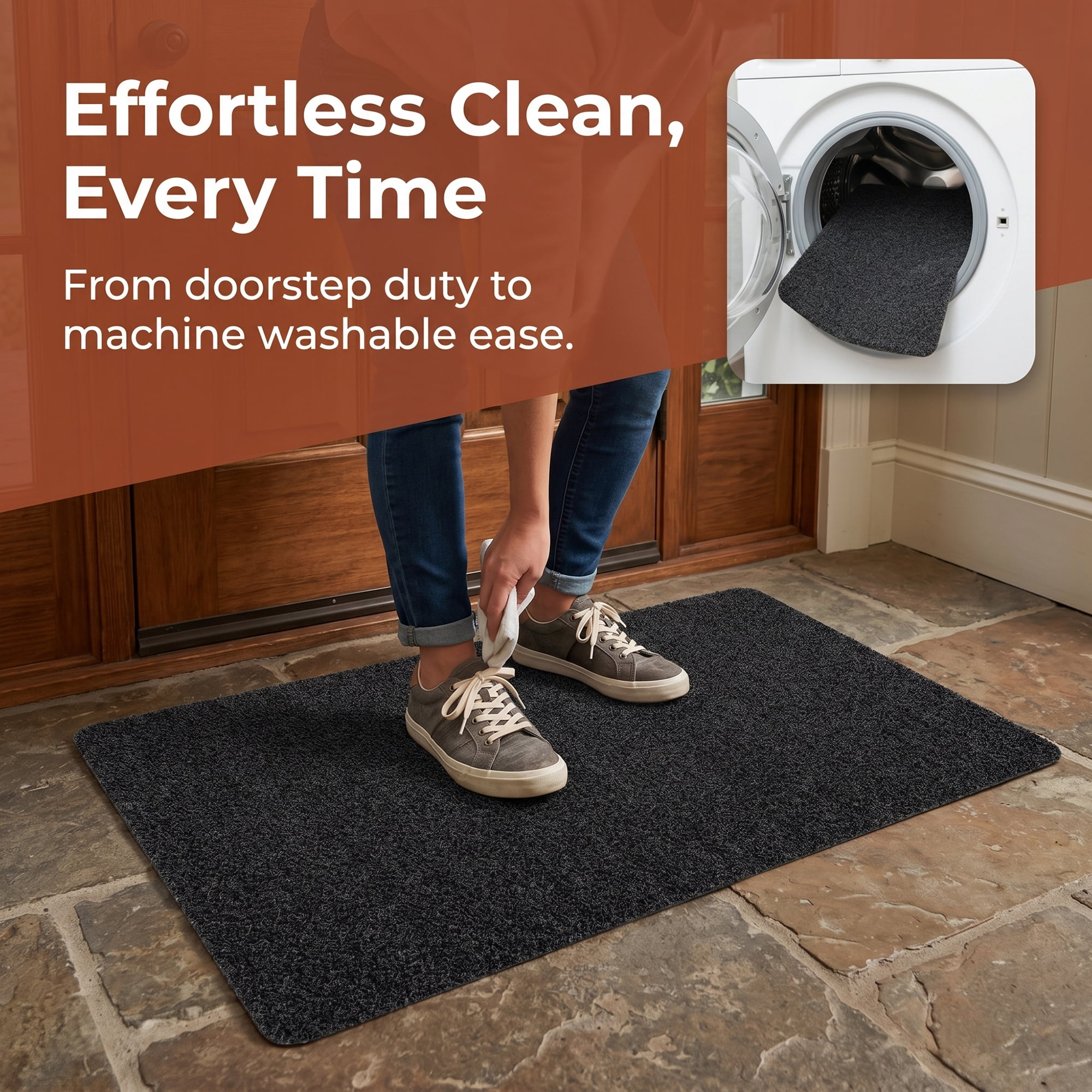 Unique Bargains Waterproof Polypropylene Non Slip Scraper Welcome Mat Grey 34" x 22"