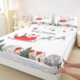thumbnail image 3 of Homewish Merry Christmas Twin Sheet Sets,Cartoon Santa Claus Twin Fitted Sheet,Wild Xma Reindeer Flat Sheet For Girl,Luxury Bedroom Decor,3pcs, 3 of 7
