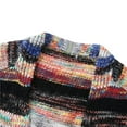 thumbnail image 3 of Cárdigan de Punto Grueso A Rayas Arcoíris para Mujer, Larga, Multicolor, Frente Abierto, Abrigo Suave Azul XXL, 3 of 4