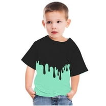 AJTQTH Boys Girls Cute Tshirts Kids Color Block Short Sleeve Crewneck Tees Tops Summer Casual Comfortable Fit Loose Shirts Blouses Clothes Outfits Mint Green 4-5 Years