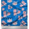 thumbnail image 1 of Soimoi Blue Cotton Duck Fabric Leaves & Rose Floral Printed Craft Fabric by the Yard 44 Inch Wide, 1 of 3