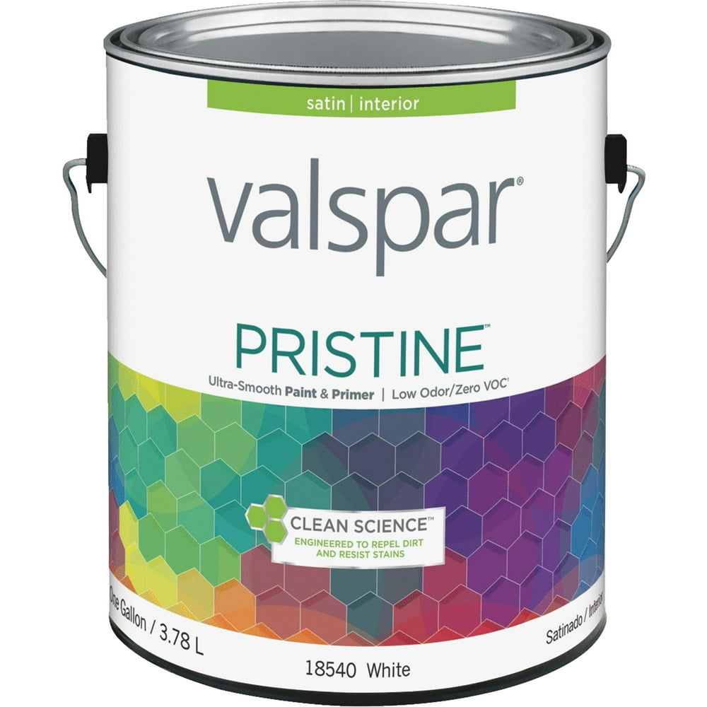 Valspar 18540 Interior Latex Paint, Satin, White, 1 gal Can