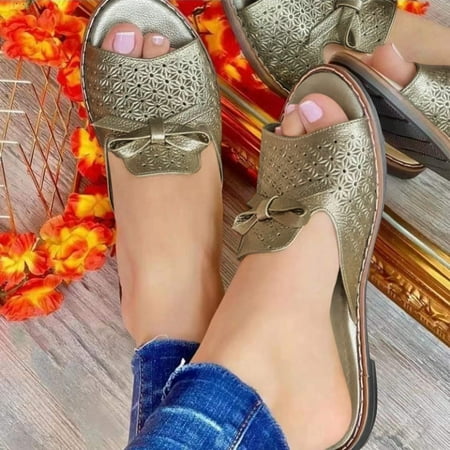 

〖Yilirongyumm〗 Gold 39 Slippers For Women Leisure Shoes Casual Women s Fashion Slippers Indoor Breathable Outdoor Women s Slipper