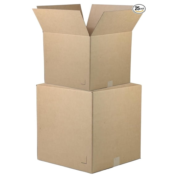 16"x16"x16" Brown/ Corrugated Cardboard Shipping Boxes 25-Pack | Mailing, Packing, Moving & Storage for Business/Home – Durable - Eco-Friendly, Recyclable - Made in the USA